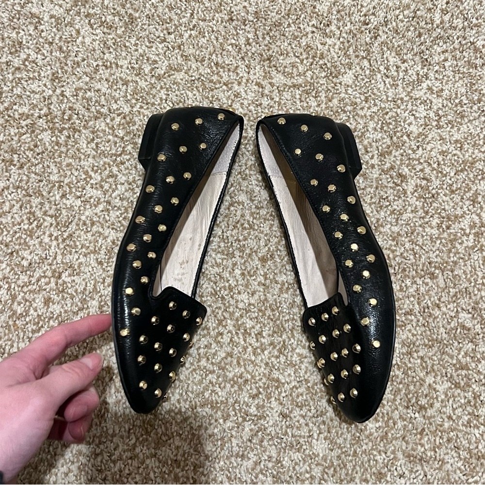 Michael Kors Ailee Black and Gold Studded Loafers/Flats Size 7 - Picture 8 of 12